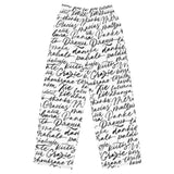 All-over print unisex wide-leg pants with an adjustable waist, side pockets, and premium knit fabric.