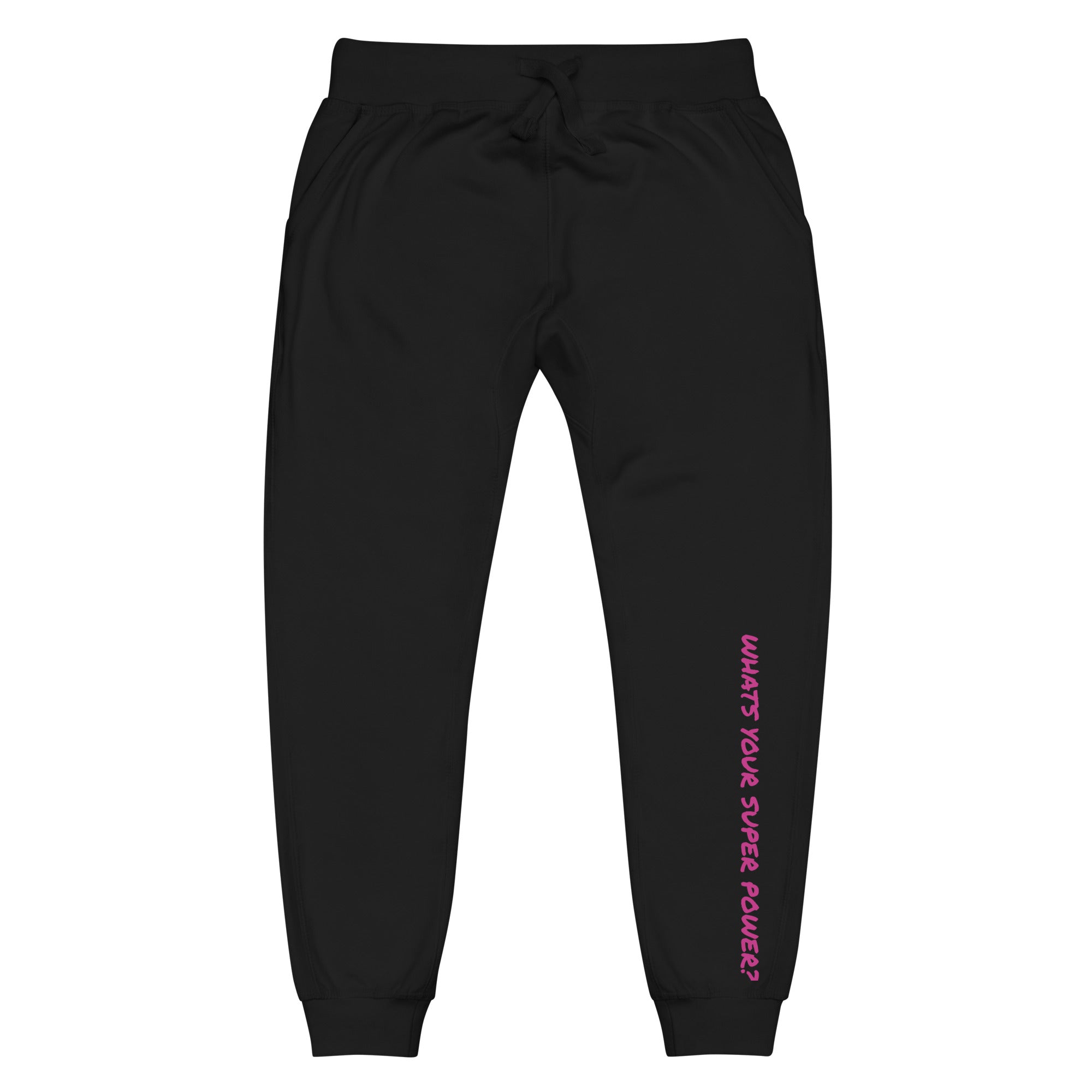 Unisex fleece sweatpants with ribbed cuffs, multiple pockets, and a cozy fleece lining.