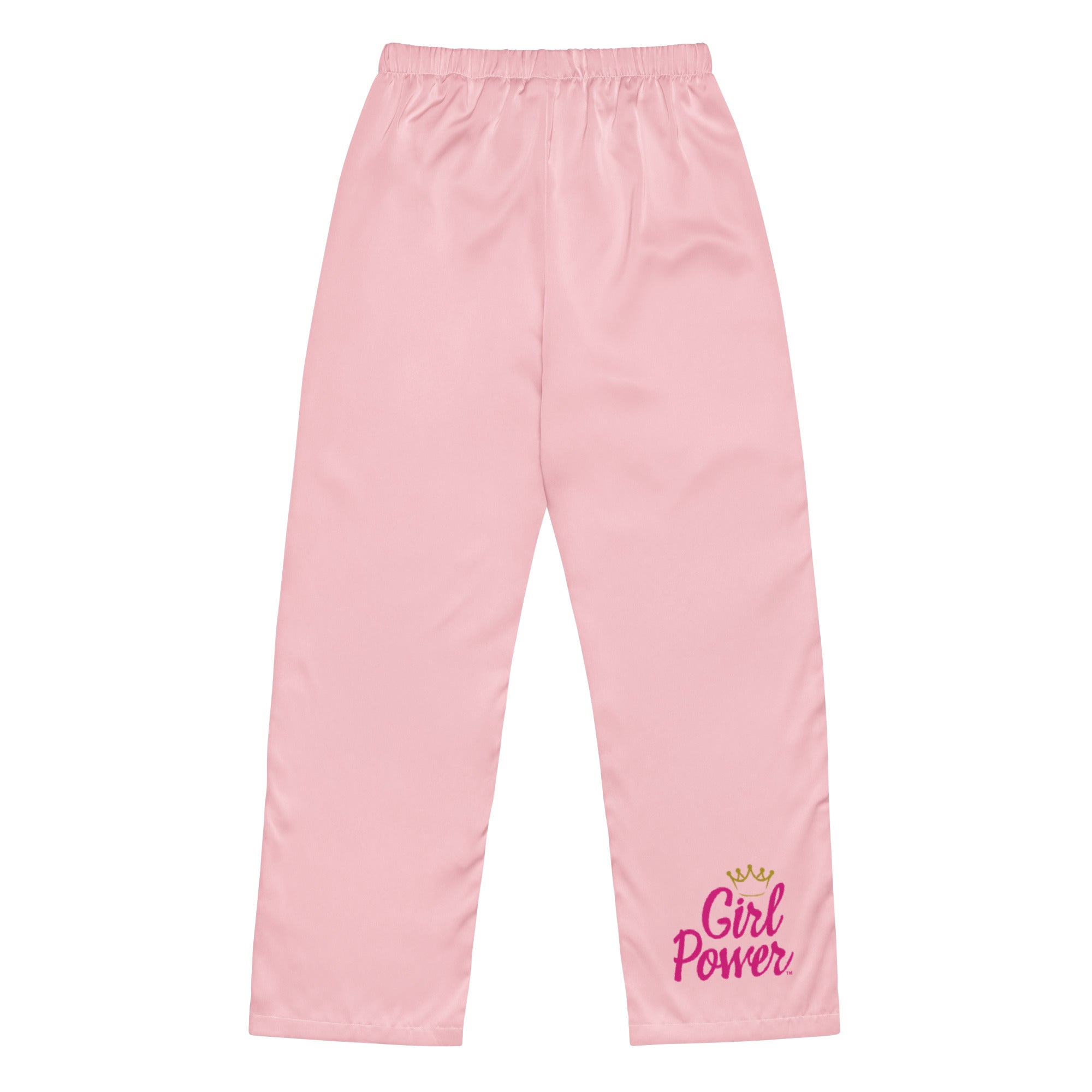 Women’s pajama pants made from silky polyester, featuring a relaxed fit and decorative side seam piping.
